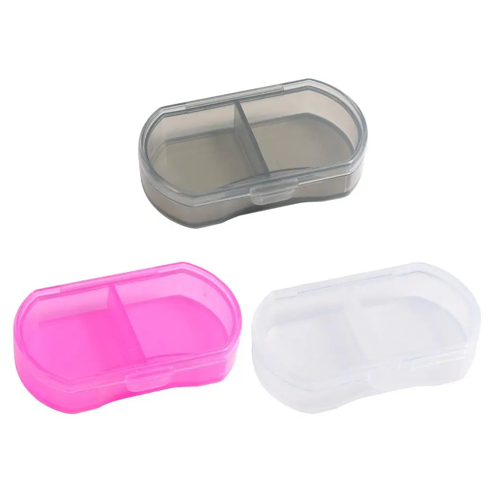 Portable Dust-proof 2-gird Pill Box With Lid Snap-on design Mini Medicine Box Safety Sealed Pill Packing Box Home