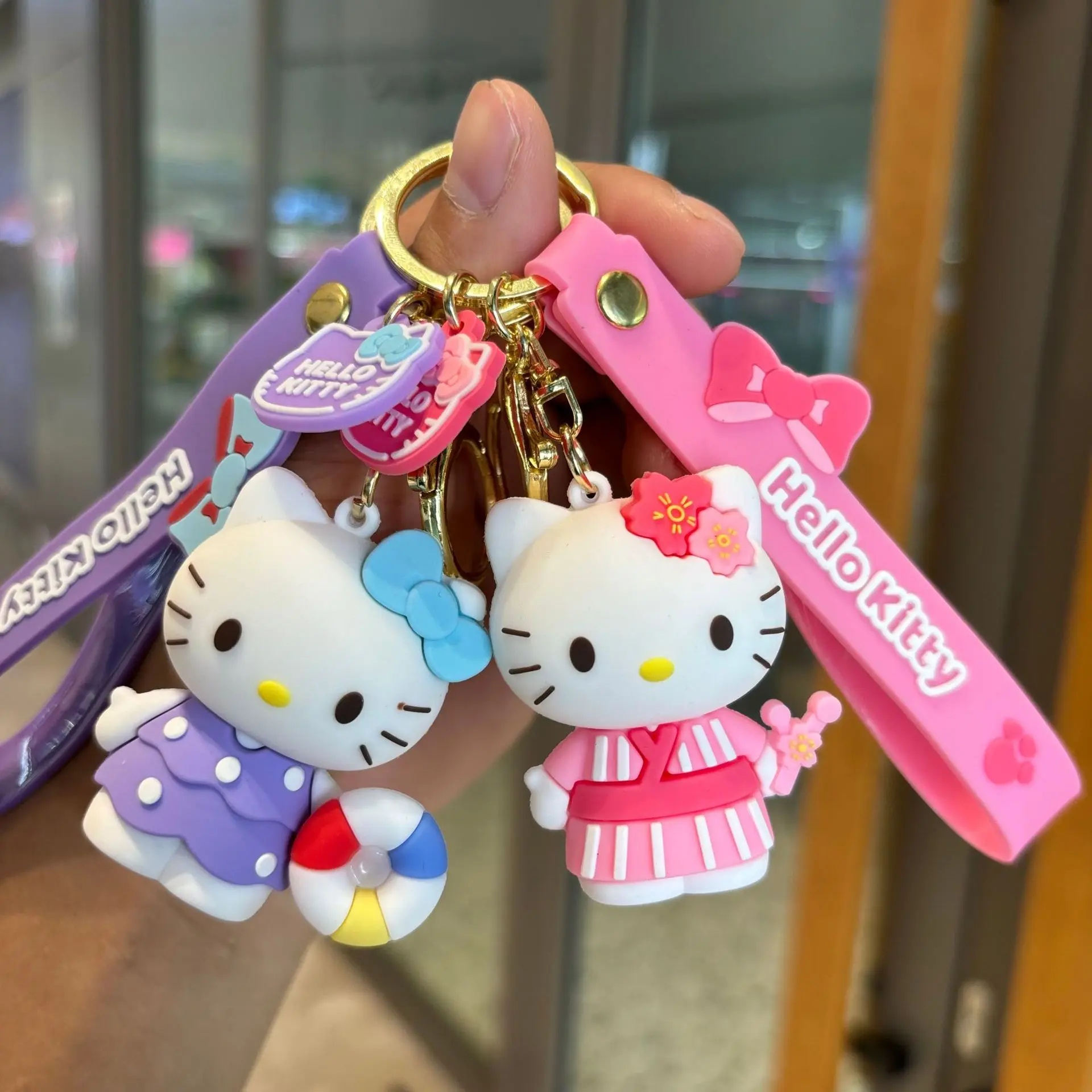 

New Hello Kitty Keychain Kawaii Cartoon Kuromi Car Key Ring Melody Cute Cinnamoroll Backpack Pendant Ornaments Girls Gifts