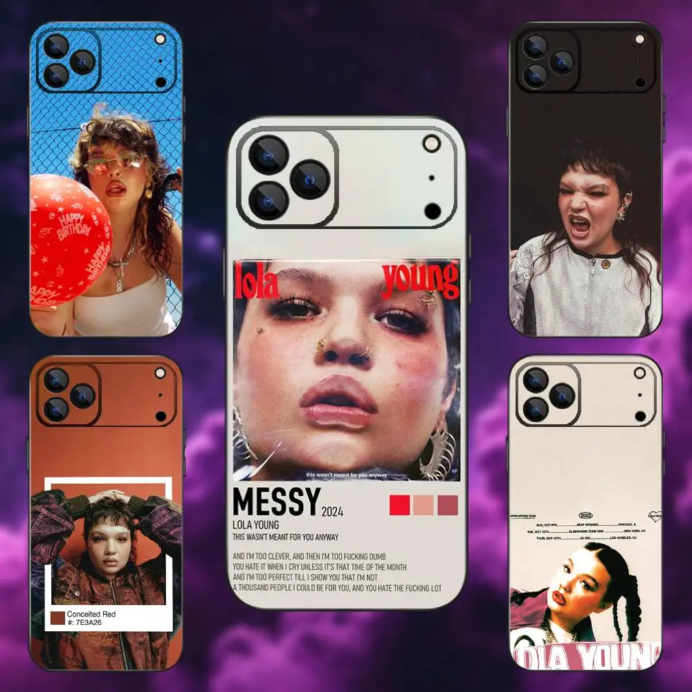 

L-Lola Young Messy Phone Case For iPhone 17,16,15,14,13,12,11,Pro,Max,Plus,E,Air,Mini Protective Black Cover