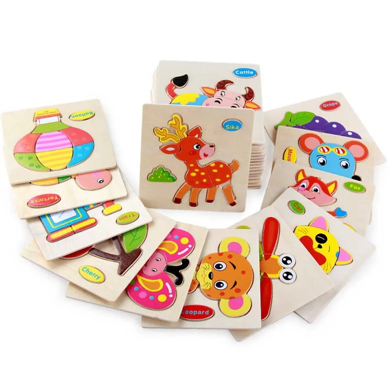 

Kids Hand Grab Board 3D Puzzle Wooden Toys for Children Cartoon Animal Wood Jigsaw Toddler Baby Early Educational Learning Toy