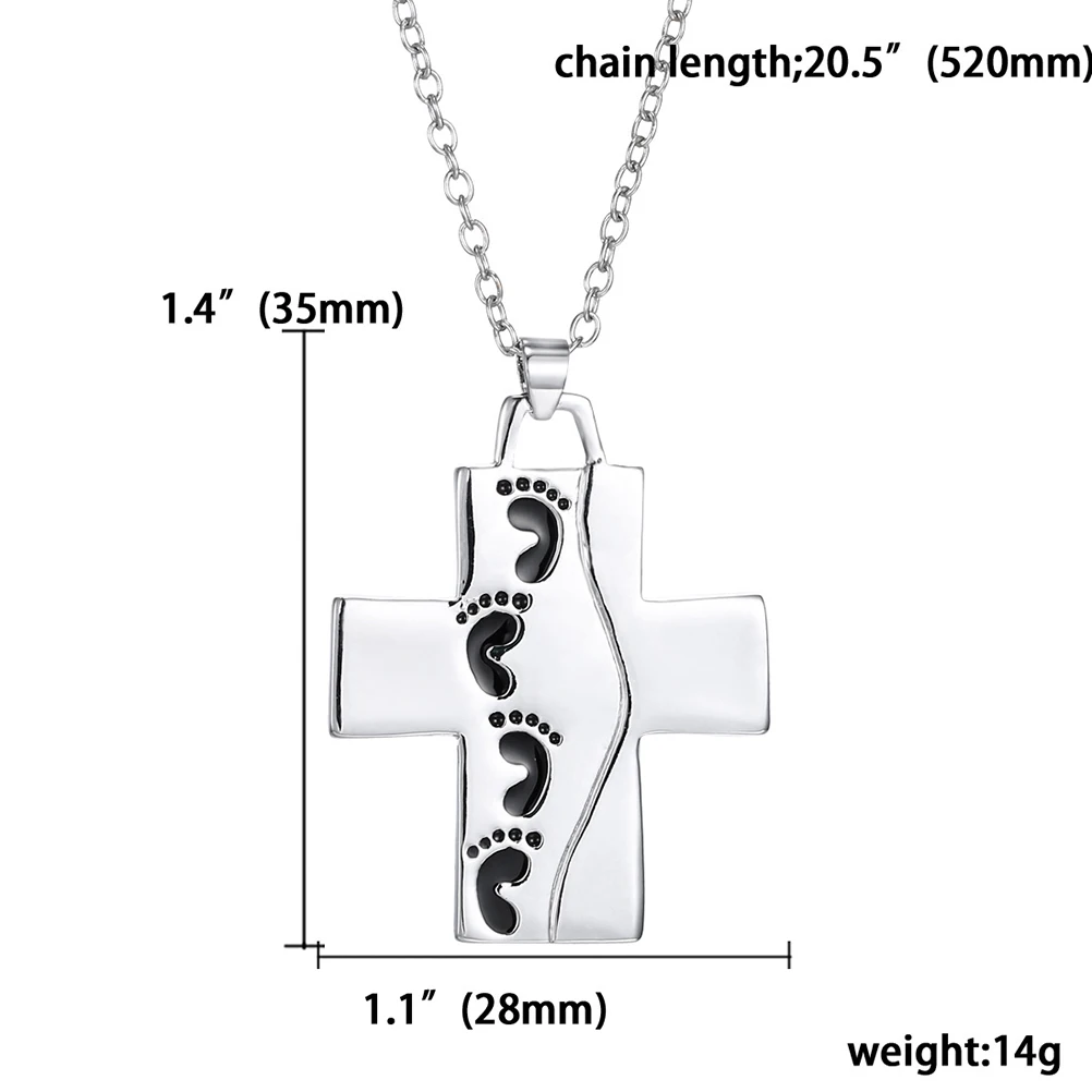 

Footprint Style Necklace Reversible Cross Charm Said I Love You Quote Christian Jewelry for Women Daily Fashion