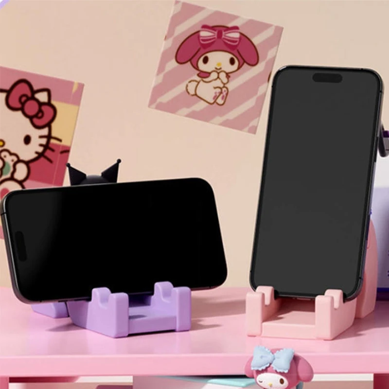 Soporte para teléfono móvil Kawaii Sanrio, muñeco de dibujos animados de HelloKitty, forma de diapositiva creativa, soporte para teléfono móvil IPad, decoración de escritorio