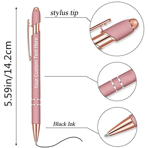 Imagen 2 del producto Bolígrafo de regalo con nombre grabado, bolígrafos personalizados con logotipo grabado, bolígrafo con punta de lápiz óptico para oficina de negocios de estudiantes, 10 Uds.