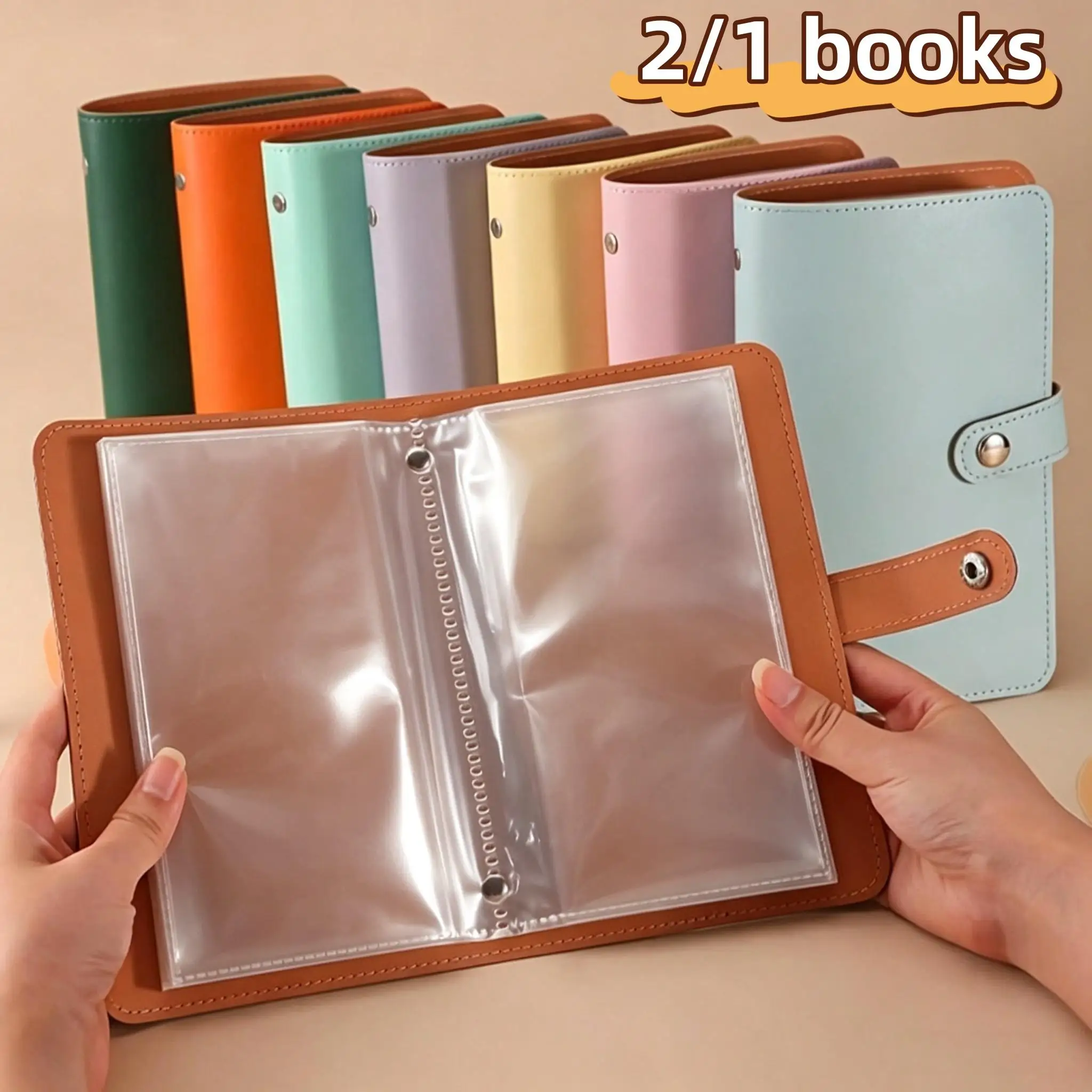 1/2 Piece Set PU Material Savings Wallet with 50 Inner Pages Can Hold 100 Notes Large Capacity Cash Storage Notebook for Coins P