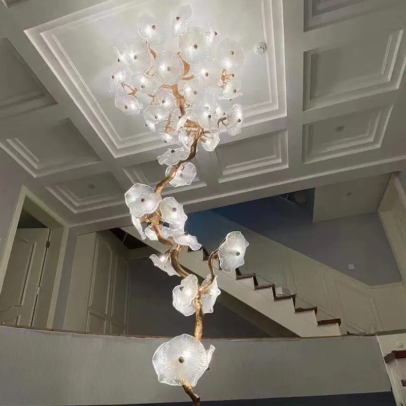 Modern  Luxury Full Copper Villa Duplex Lotus Leaf Hotel Project Hanging ing Art   Decorative