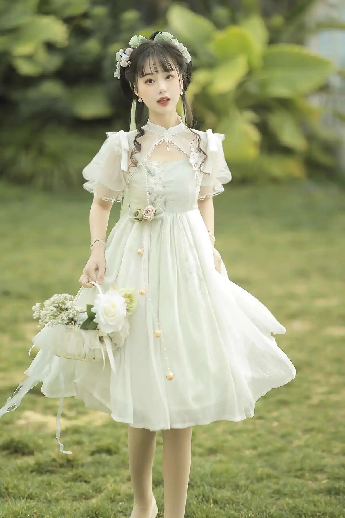 

New Feng Yin Lily Han Elements Fresh Young Girl Daily Coat Jsk Guofeng Lolita Sweet Dress