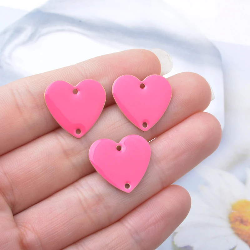10 Stück Kupfer-Emaille-Herz-Verbinder-Anhänger, beidseitig emaillierte Herzen, Charms für DIY-Schmuck, Ohrring-Zubehör – Detail 8