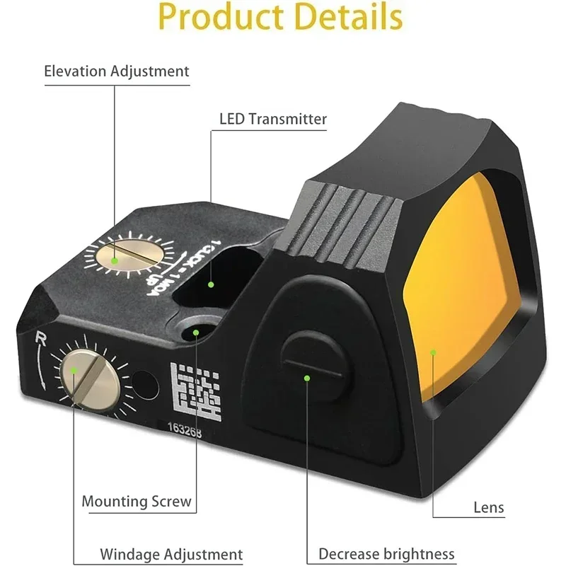 Mini Red Dot Reflex Sight Brightness Adjustable 3 MOA Red Dot Scope Hunting Multi Coated Scope Picatiinny and Weaver Rail Mount