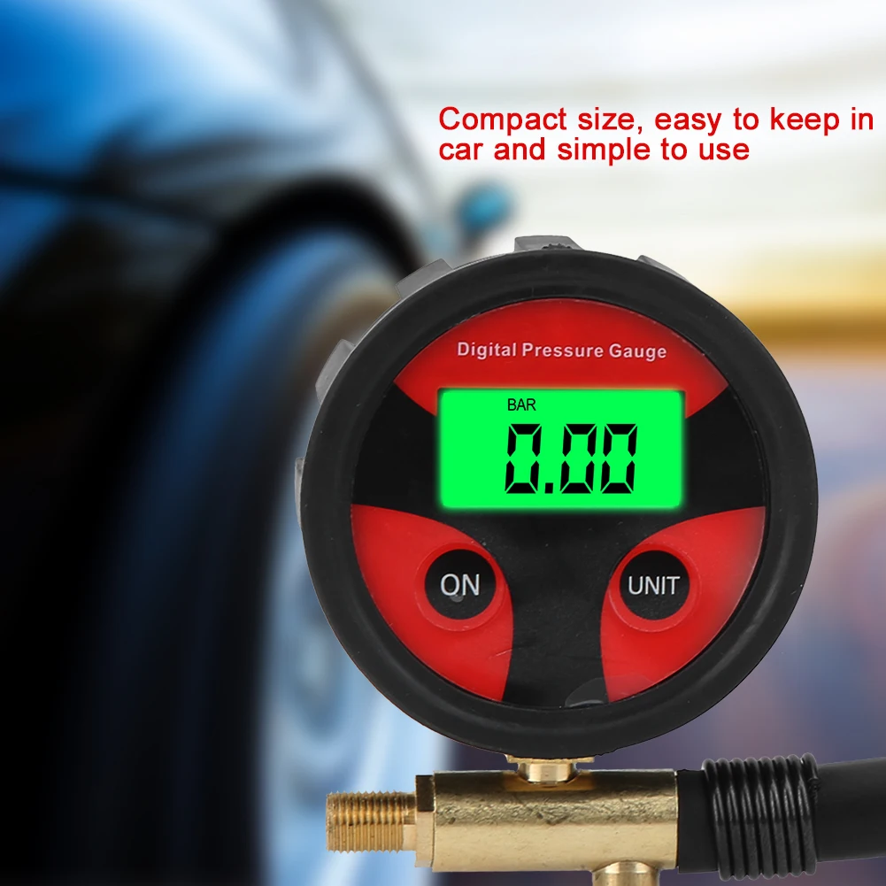Car Multi-Fonction LCD Digital Tyre Tire Air Pressure Inflator Gauge Meter Tester Tire Inflator Gauge Tire Pressure Meter