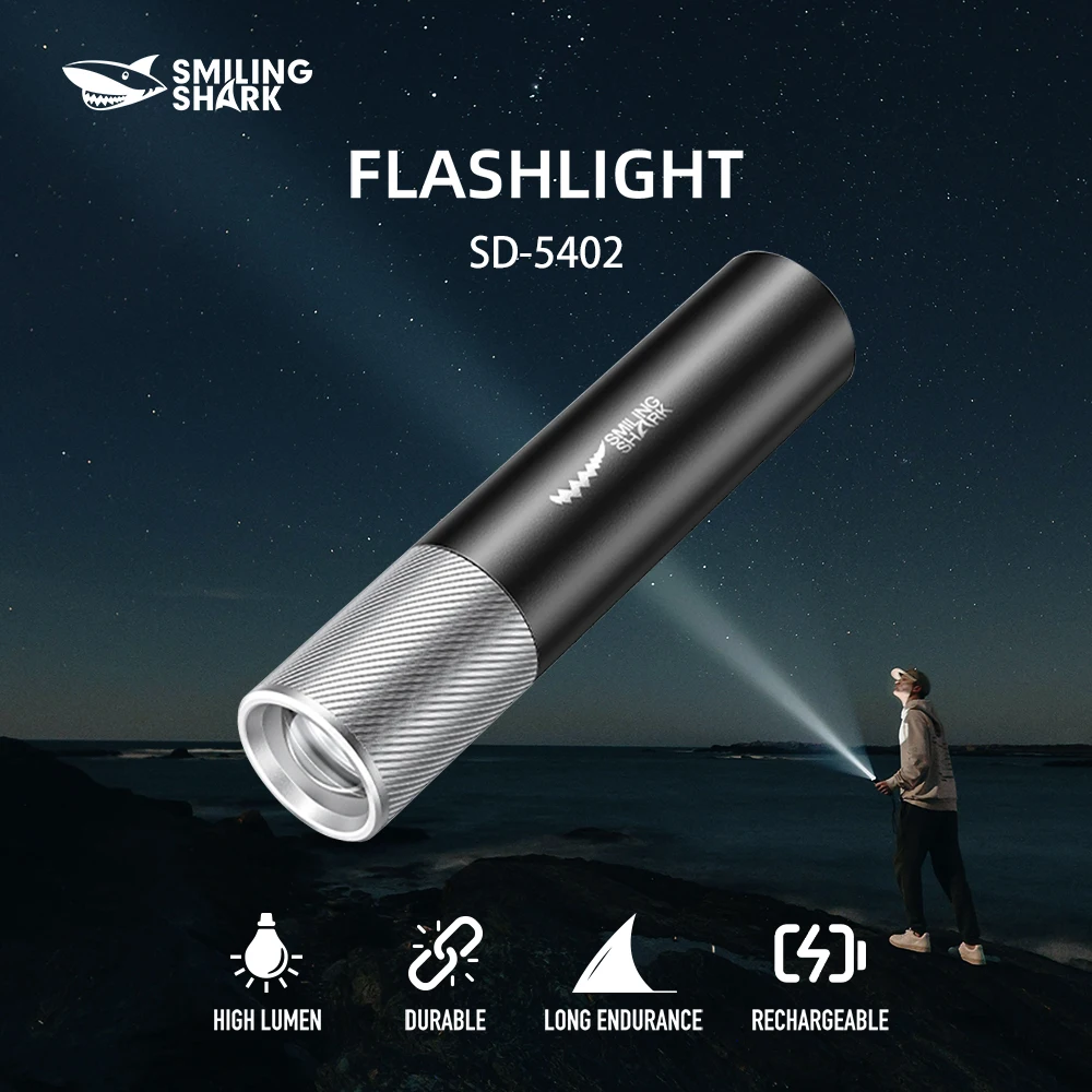 

Светодиодный фонарик SD-5402A-BK, супер яркий тактический фонарик, перезаряжаемый и долговечный, карманный фонарик для экстренных случаев, H