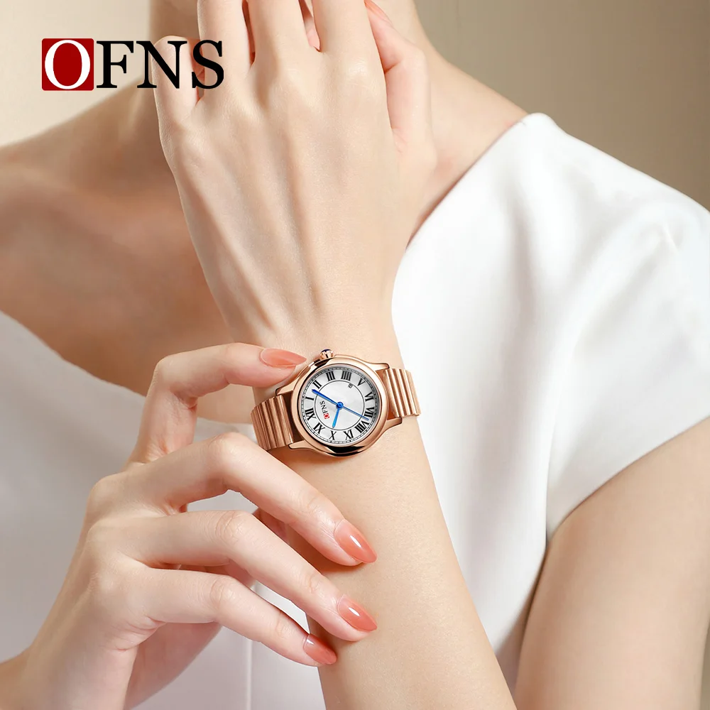 OFNS Новые 1551, модные женские часы в стиле ретро с календарем, водонепроницаемые часы, легкие роскошные нишевые высококачественные кварцевые часы