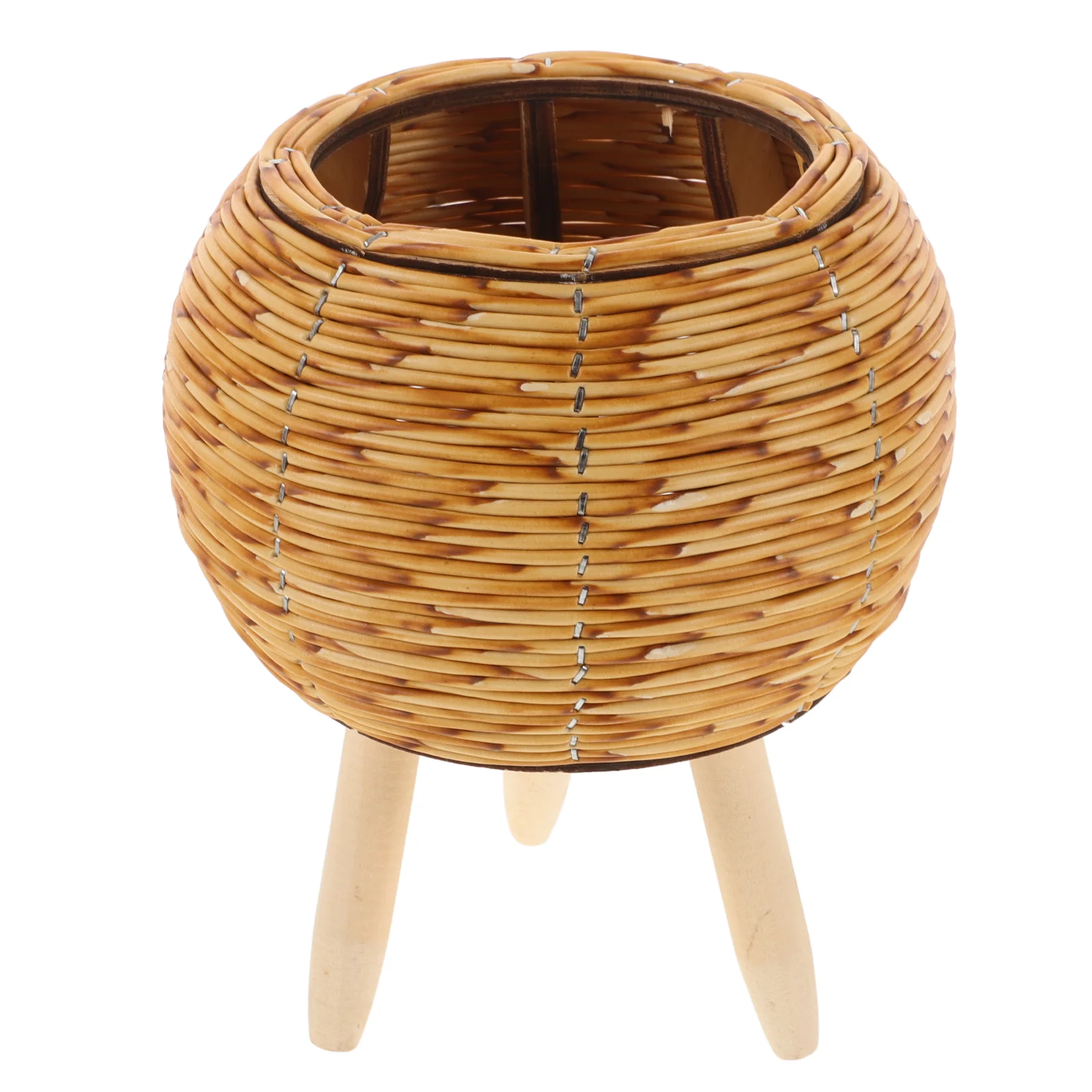 

Rattan Flower Stand Woven Plant Container Manual Planter Weaving Basket Multi-purpose Indoor Wood Plastic for Plants