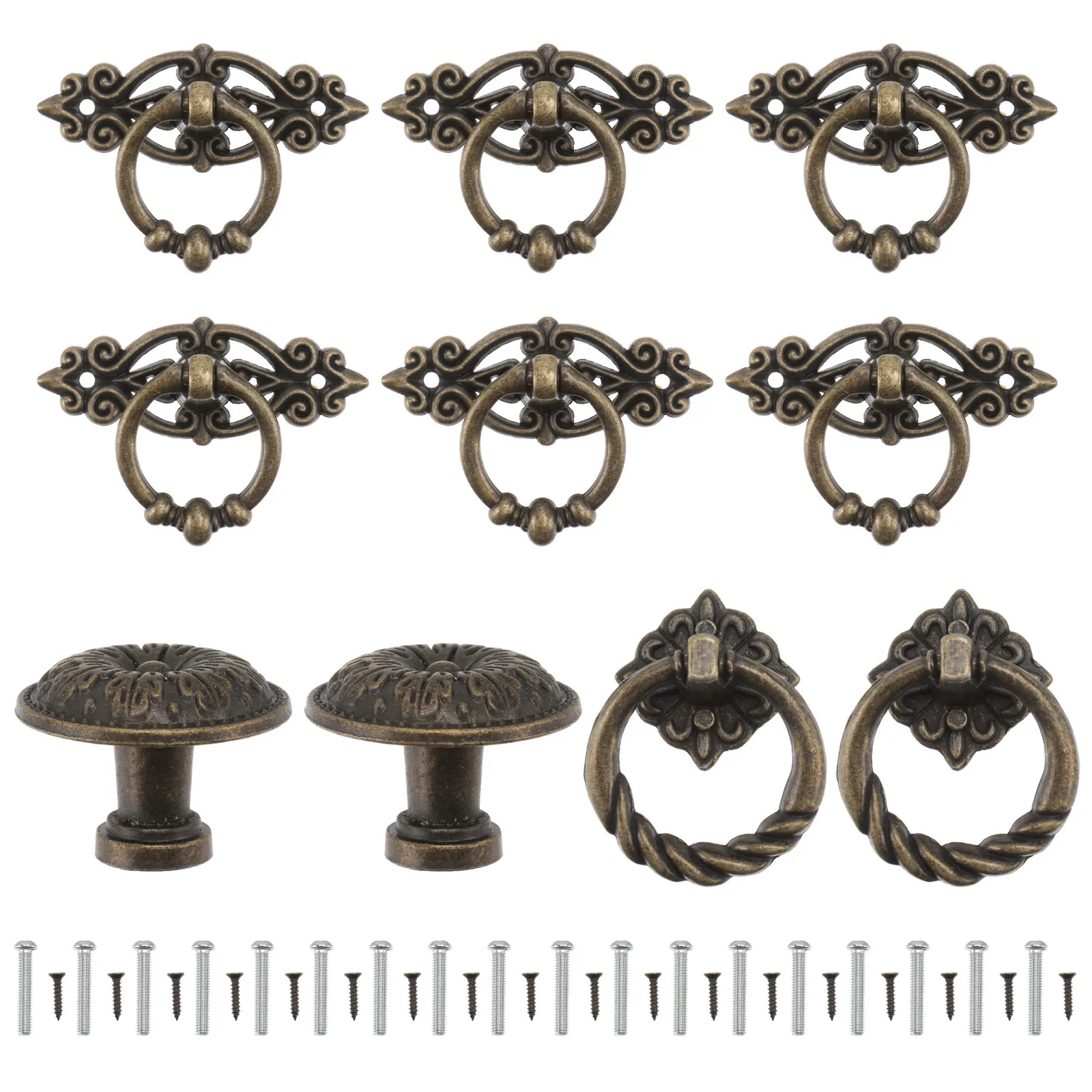 

1Set Retro Cabinet Pull Ring Simple Vintage Style Drawer Handle Furniture Accessory Zinc Alloy Knob Home Drawer Pull Ring