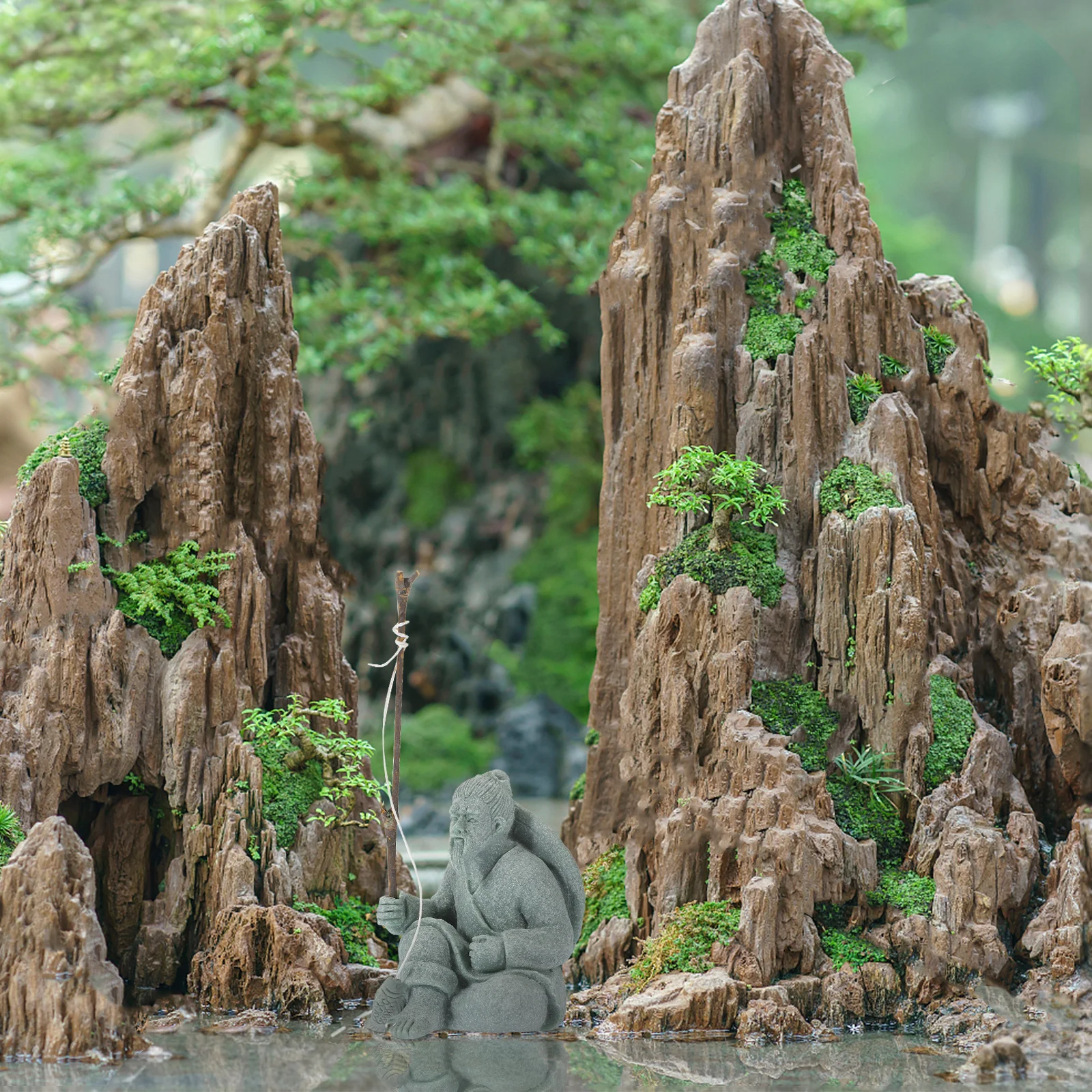 

Fine Craftsmanship Jiang Taigong Statue Aquarium Accessories Mini Fisherman Home Decor Mini Fisherman Statue Aquarium Decor