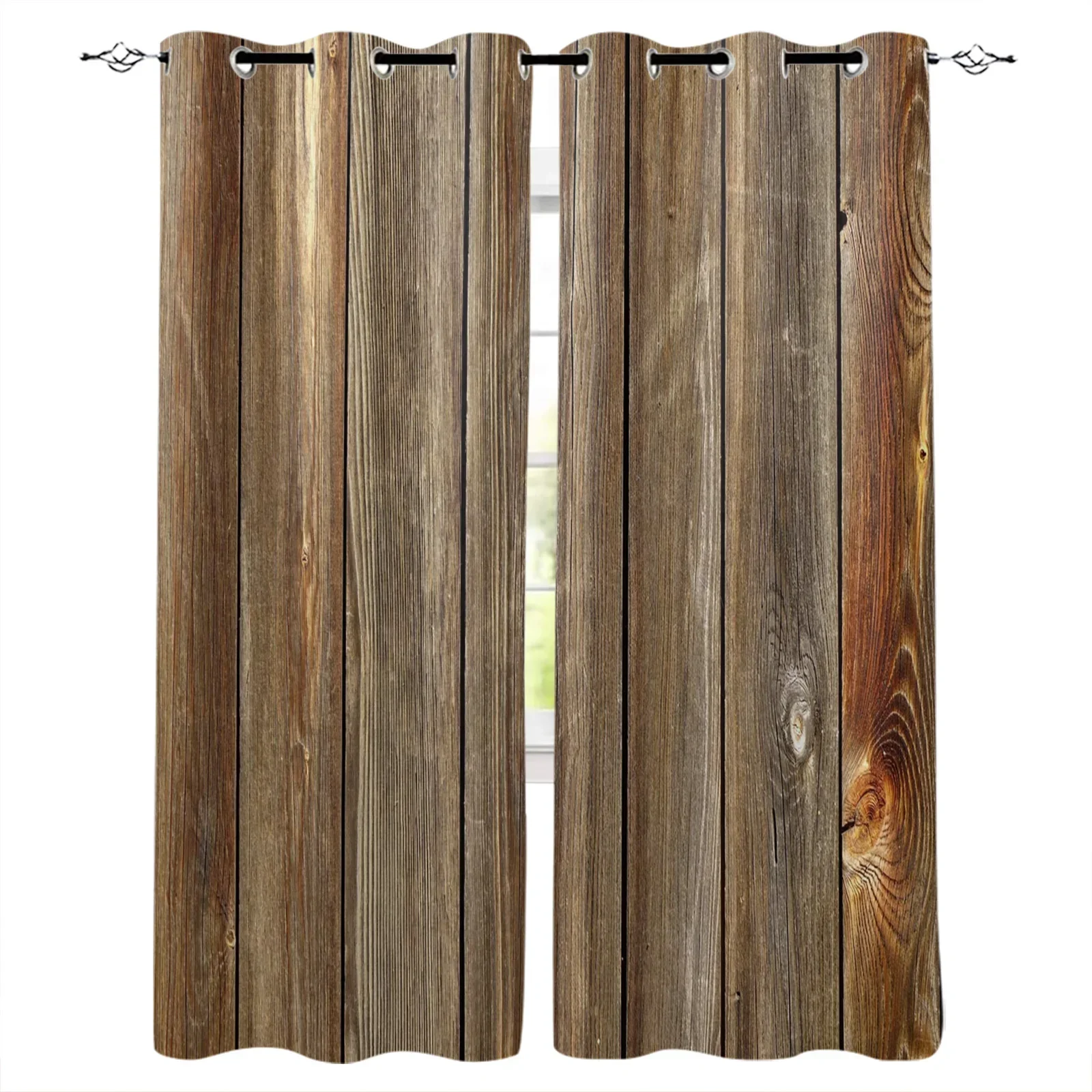 Vintage Wooden Planks Blackout Curtains Window Curtains For Bedroom Living Room Decor Window Treatments