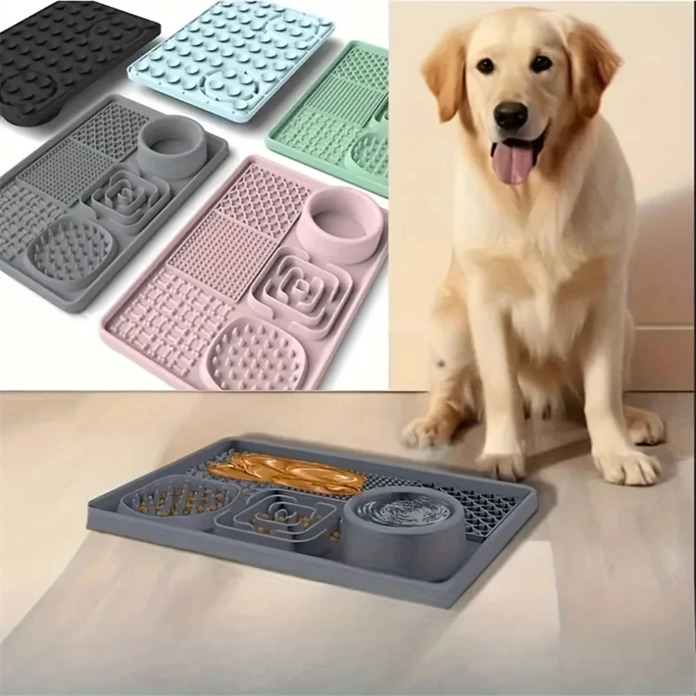 Silicone Dog Lick Mat, Slow Feed Pad, Waterproof Non-Slip Cat Feeding Mat, Relieve Stress and Promote Digestive Health