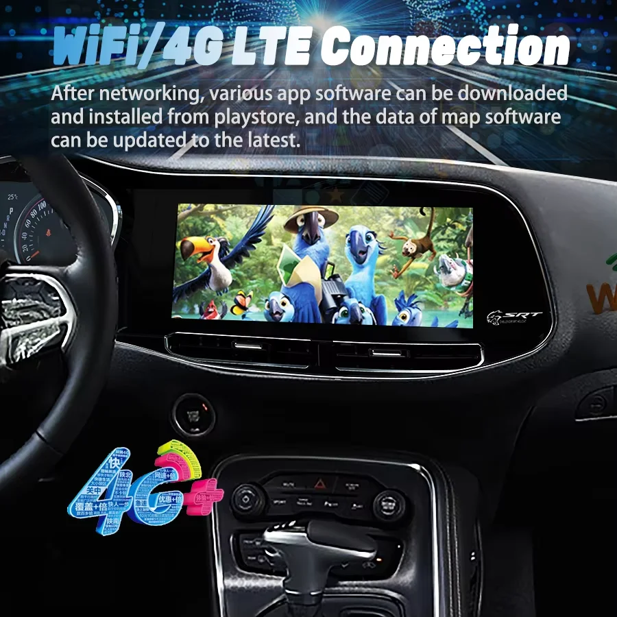 

For Dodge Challenger Charger SRT Hellcat 2010-2023 Android Car Radio Video Multimedia Player Stereo GPS Navigation Head Unit DSP