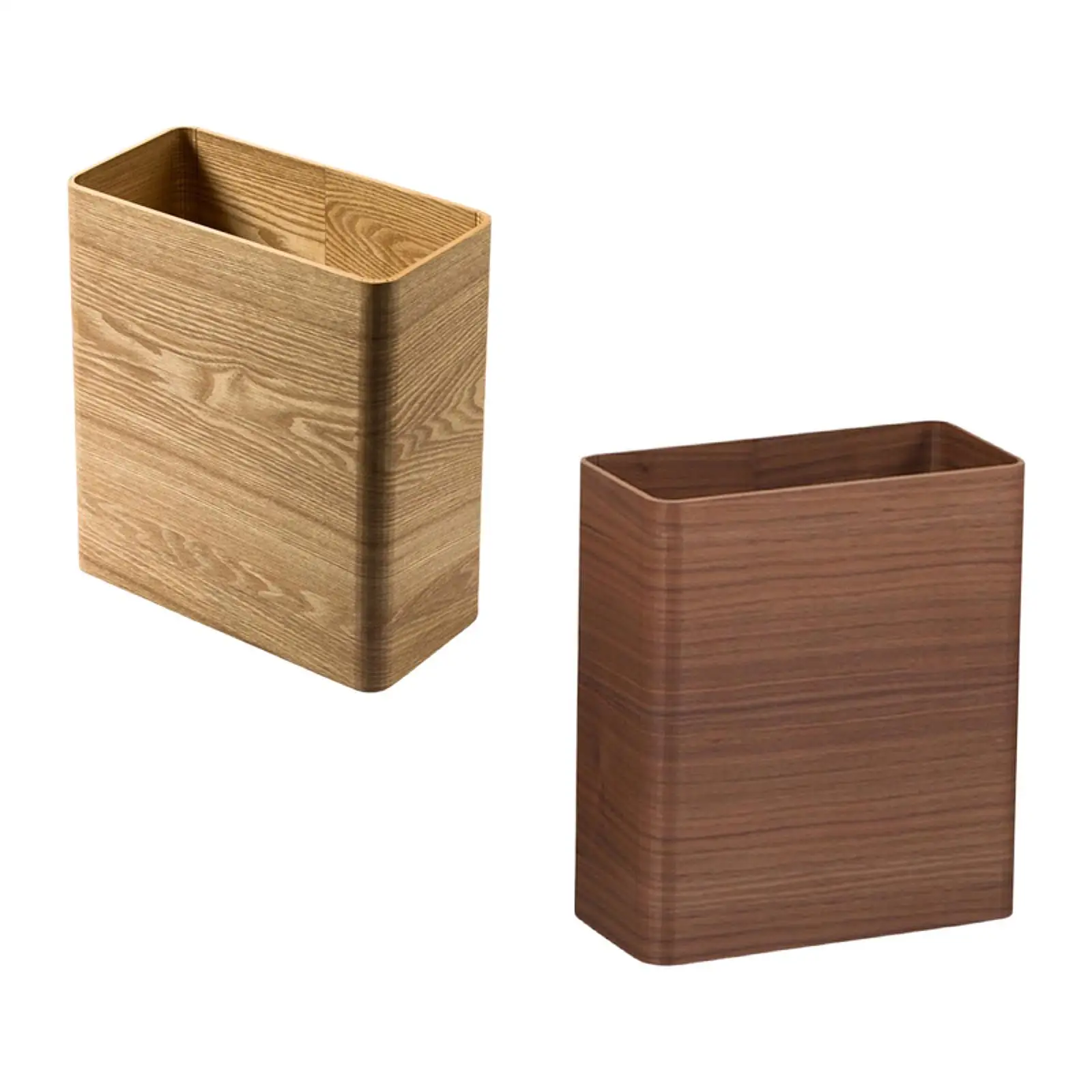 

Trash Can Decorative Wood Grain Lidless Waste Bin for Craft Room Indoor Dorm