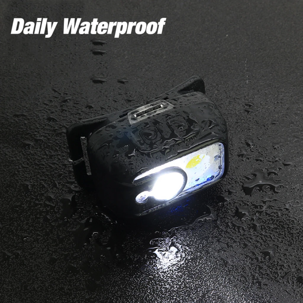 90 Degree Rotating Type C COB Headlamp with Sensor Switch Camping Emergency Portable 480 Lumen Rechargeable LED Headlamp