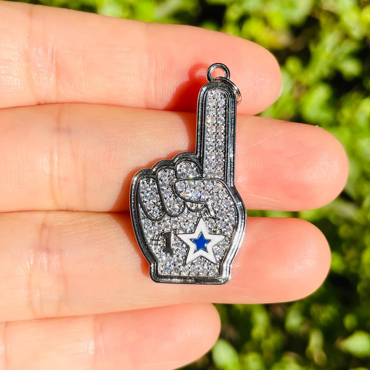 5pcs Micro Pave #1 Fan American Football Charms Gold-Plate Pendant for Women Bracelet Necklace Making Jewelry Findings Wholesale