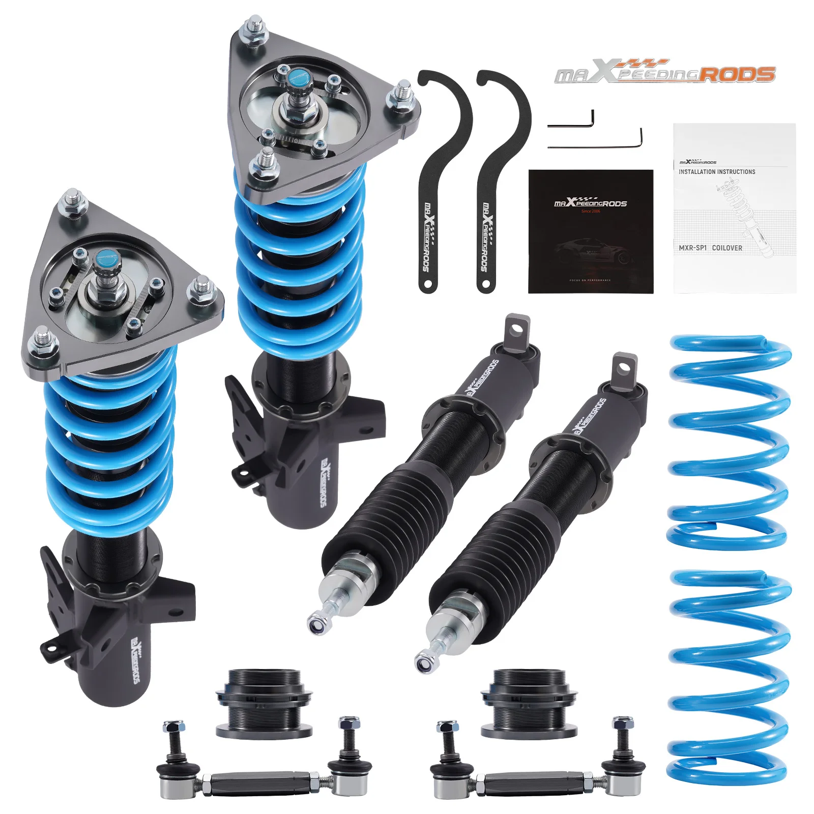 

MaXpeedingrods 24-позиционные регулируемые койловеры, комплект стоек для Ford Mustang S550, 6-го поколения 2015-2023 гг.