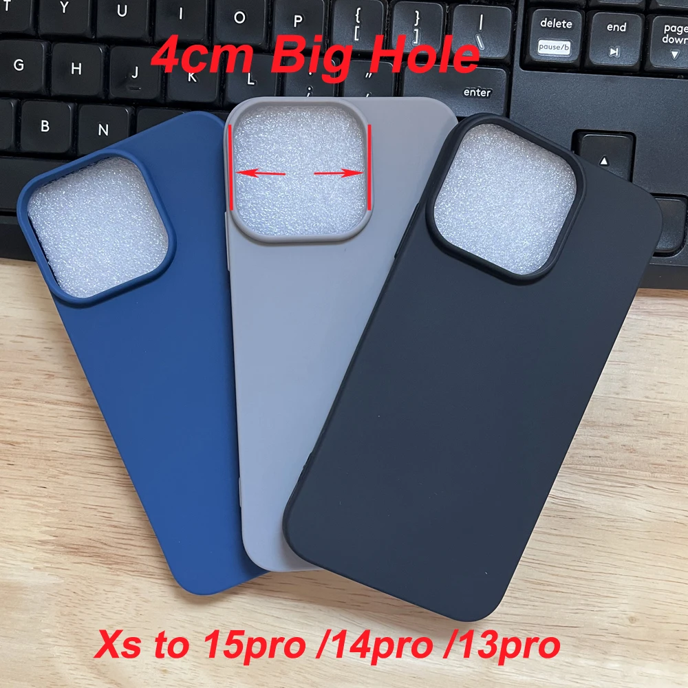 4cm Big Hole Phone Case For X XS Converted to 15Pro Soft Case for X XS like 13Pro /14pro Protect Back Cover