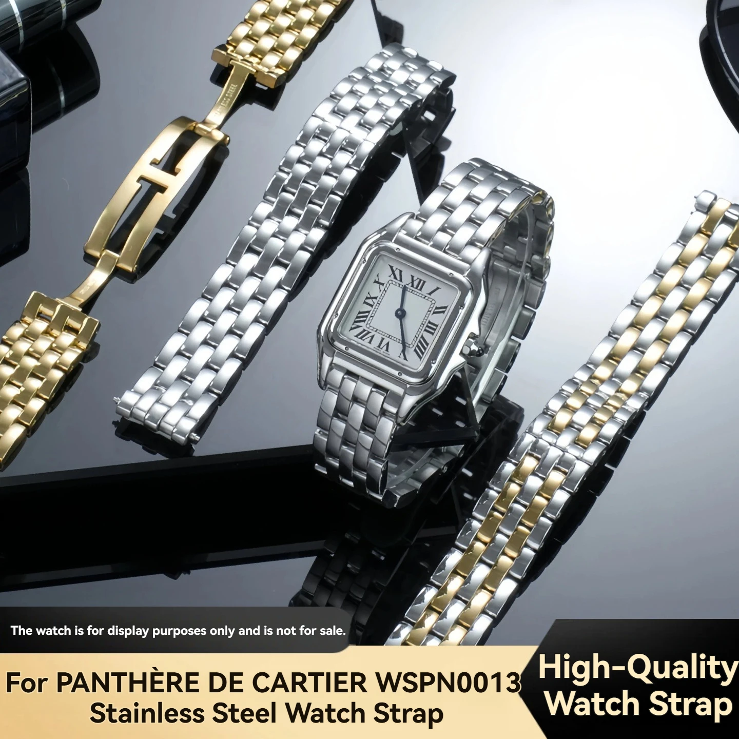

Для часов Cartier серии Panther WSPN0006 WSPN0007 WSPN0019, ремешок из нержавеющей стали, женский ремешок для часов, браслет 12 мм, 15 мм, 18 мм