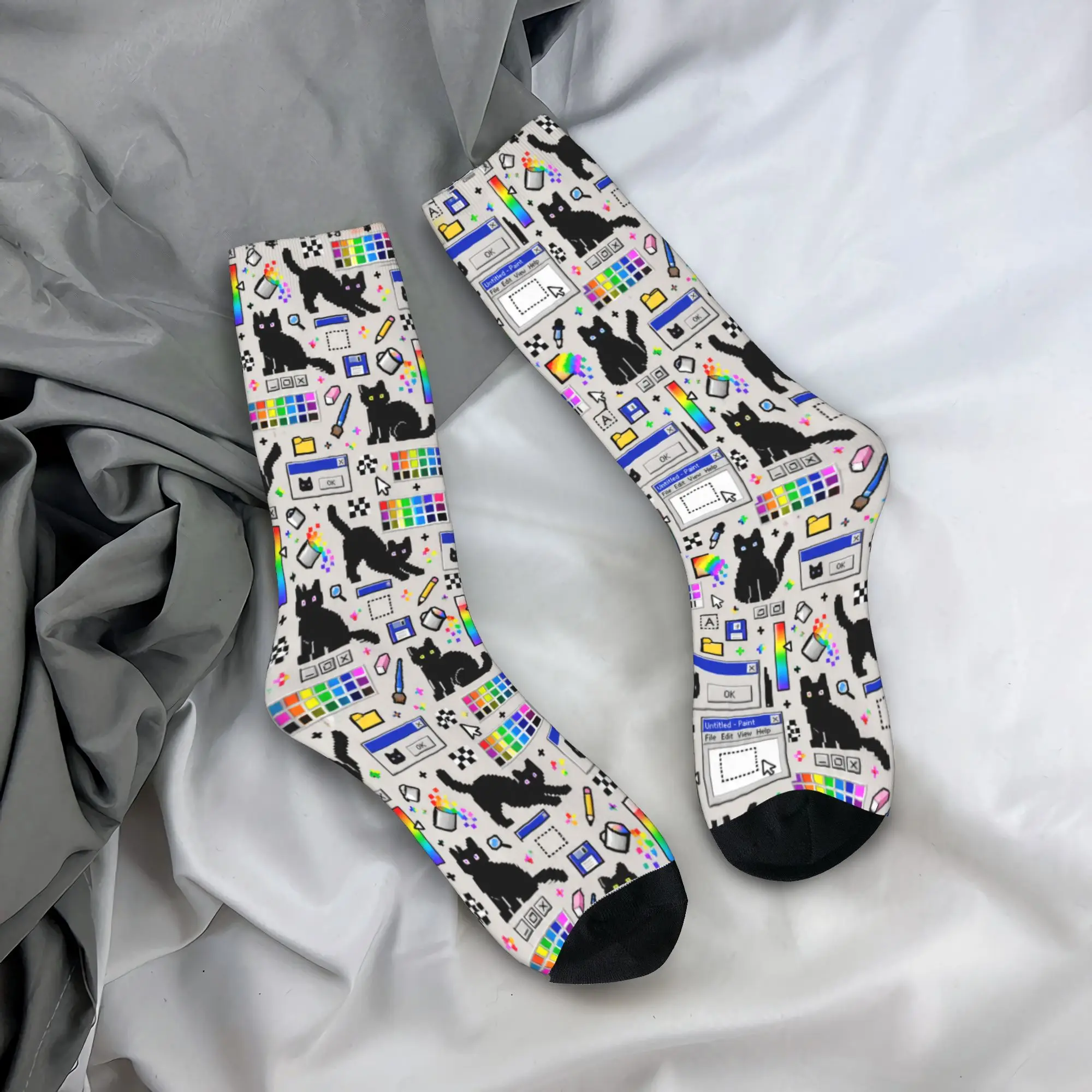 Cyber ​​retro computer system malfunction pop up window printed Socks Winter  Stockings Gothic Women Men Socks Anti-Slip Socks