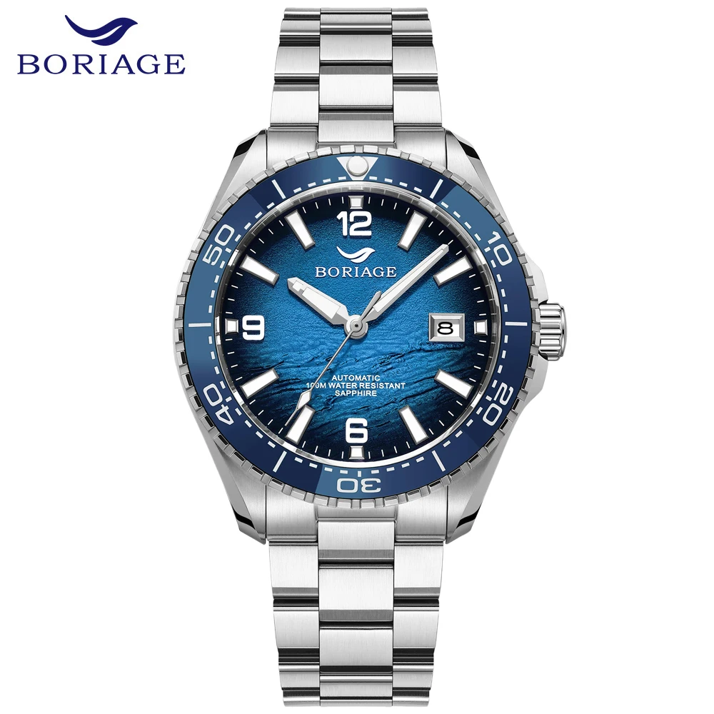 BORIAGE NH35 Automatic Mechanical Watches Luxury Men's Watch Stainless Steel 100m Water Resistance  Luminous Wristwatch