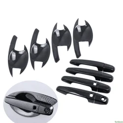 For Mitsubishi Pajero Sport 2011-2021 Carbon Fiber Chrome Car Door Handle Bowl Cover Stickers Styling Accessories