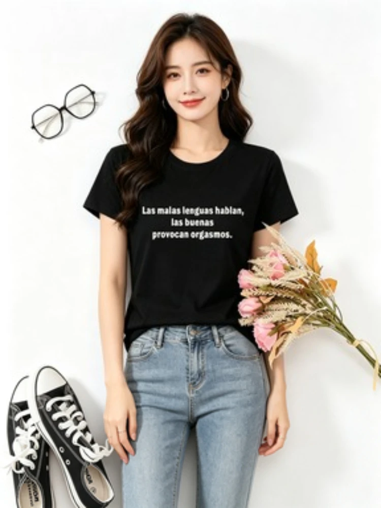 Evil tongues speak good tongues provoke orgasms Hipster camiseta de mujer básico tee Short sleeve Women tshirt summer tops