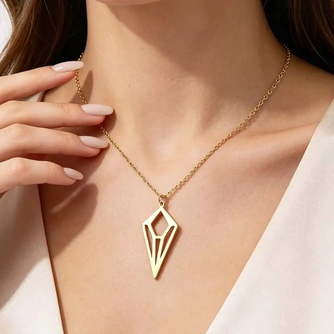 Todorova Inverted Triangle Pendant Necklace Geometric Stainless Steel Chain Elegant Party Jewelry For Women Necklace