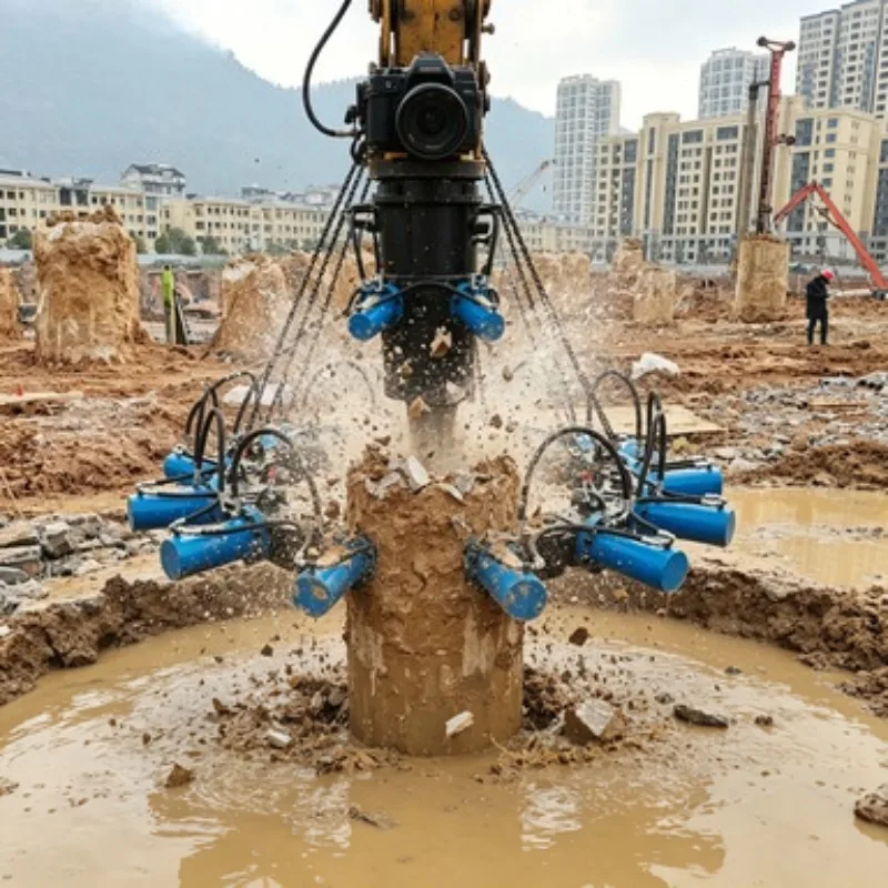Efficient Pile Breaker with Dust Suppression Hydraulic Concrete Crusher for Environment Sensitive Areas
