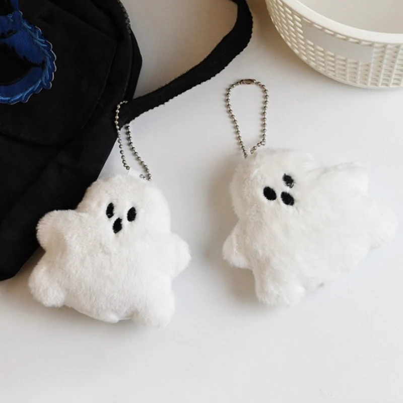 Pendentif de sac d'école fantôme blanc pour enfants, porte-clés de couple, étiquette de clé fantôme, beurre créatif, mignon, peluche drôle, cadeau