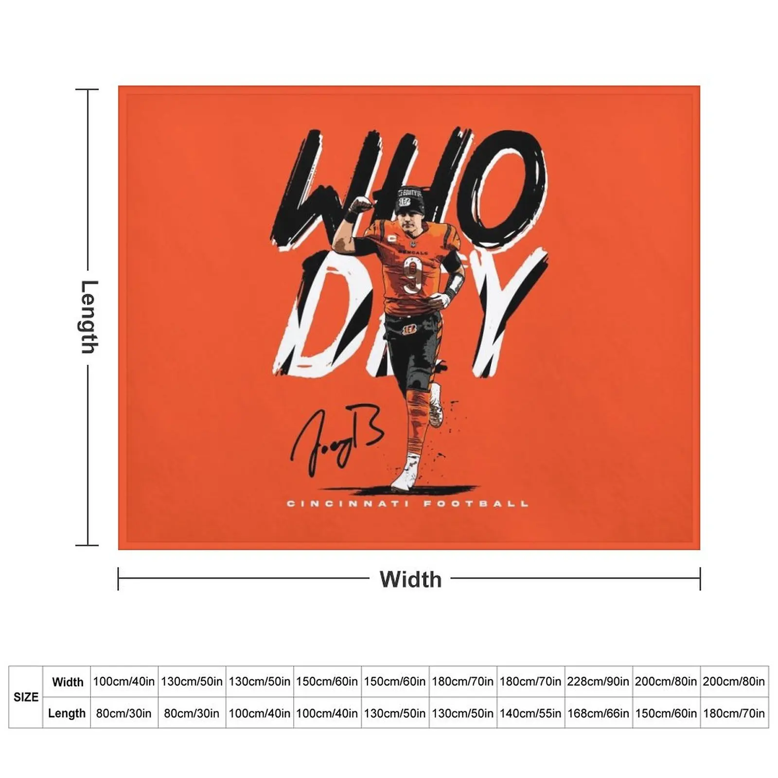 Who Dey Burrow Cincinnati American Football Throw Blanket for sofa Single Fashion Sofas Blankets