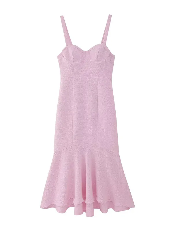 Faionable texturizado em camadas decorado dr primavera verão nova chegada roupas femininas cintura alta v-ne longo sve maxi dr