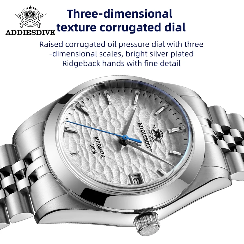 

ADDIESDIVE NH35 автоматические часы для мужчин, роскошные сапфировое стекло, 39 мм, деловые механические часы, водонепроницаемые, из нержавеющей стали, Reloj Hombre
