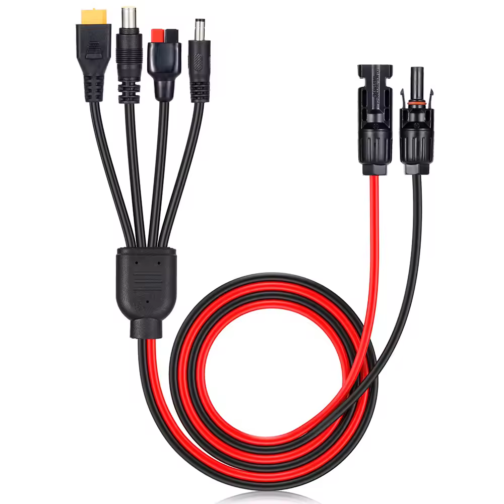 Línea de extensión de conector de Panel Solar 4 en 1 XT60 hembra Conn a DC5521 7909 conector divisor de Cable adaptador de CC enchufe de alimentación 12AWG