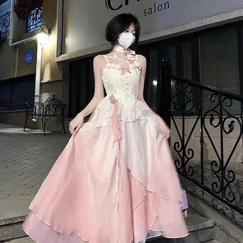 

Japan Everyday Gradient Dress A-Line Sweetheart Dresses Pink Bow Rose High Quality 2024 New