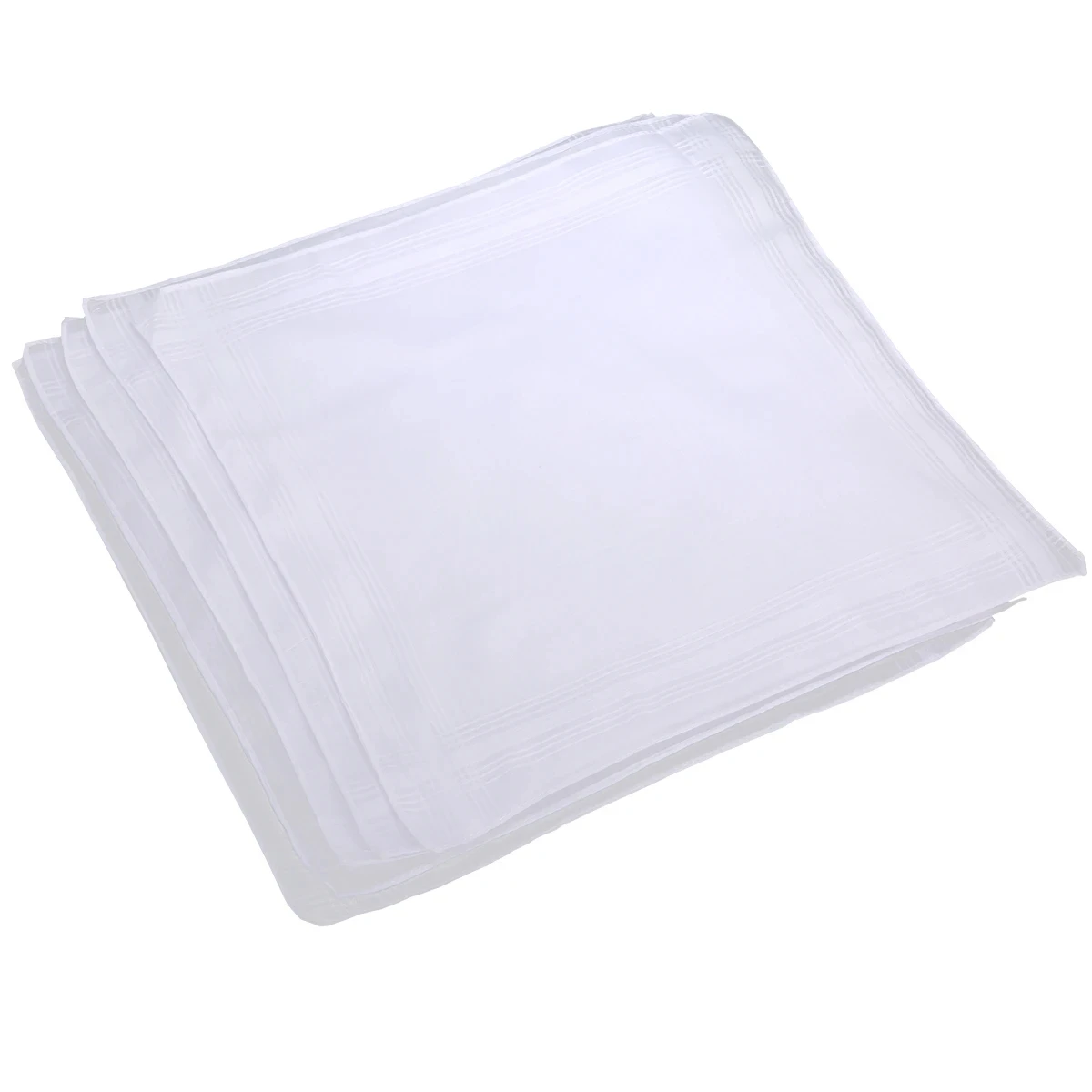 5pcs New White Pocket Cotton Handkerchiefs Reusable Hankie Hanky Special Square Shape Design With Stripe Men 40*40cm