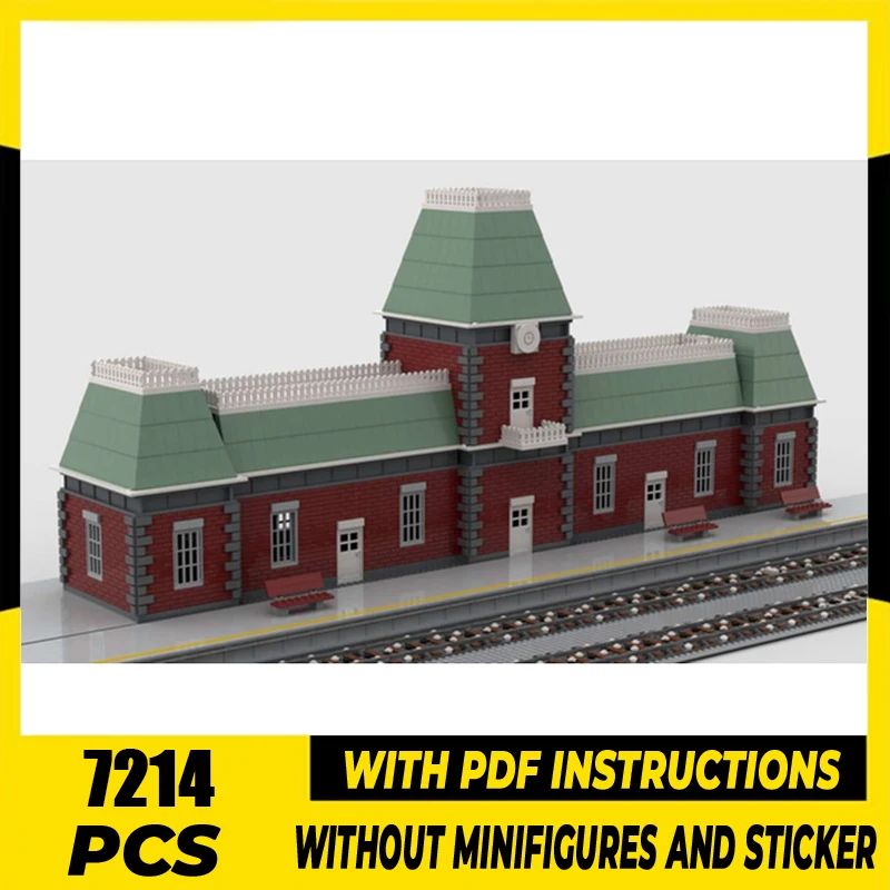 Railway Train Model Building Bricks, MOC, Street View, Blocos Modulares, Tecnologia, Brinquedos de Natal, Conjuntos de DIY, Montagem, Presentes