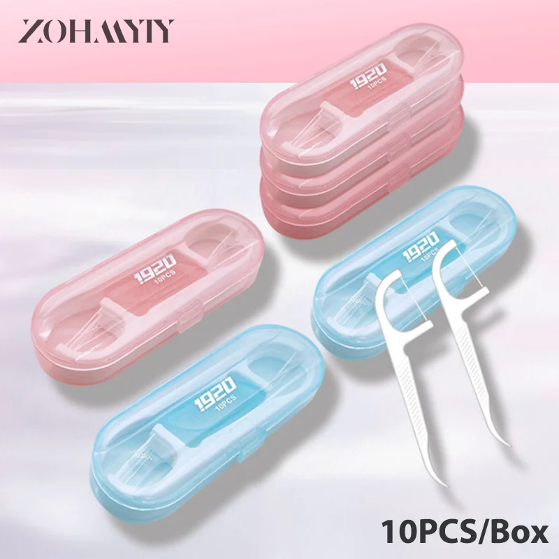 

10 Pcs/Box Floss Toothpick Set Interdental Brush Dental Floss Pick Portable Toothpick Floss Teeth Cleaner With Storage Tube