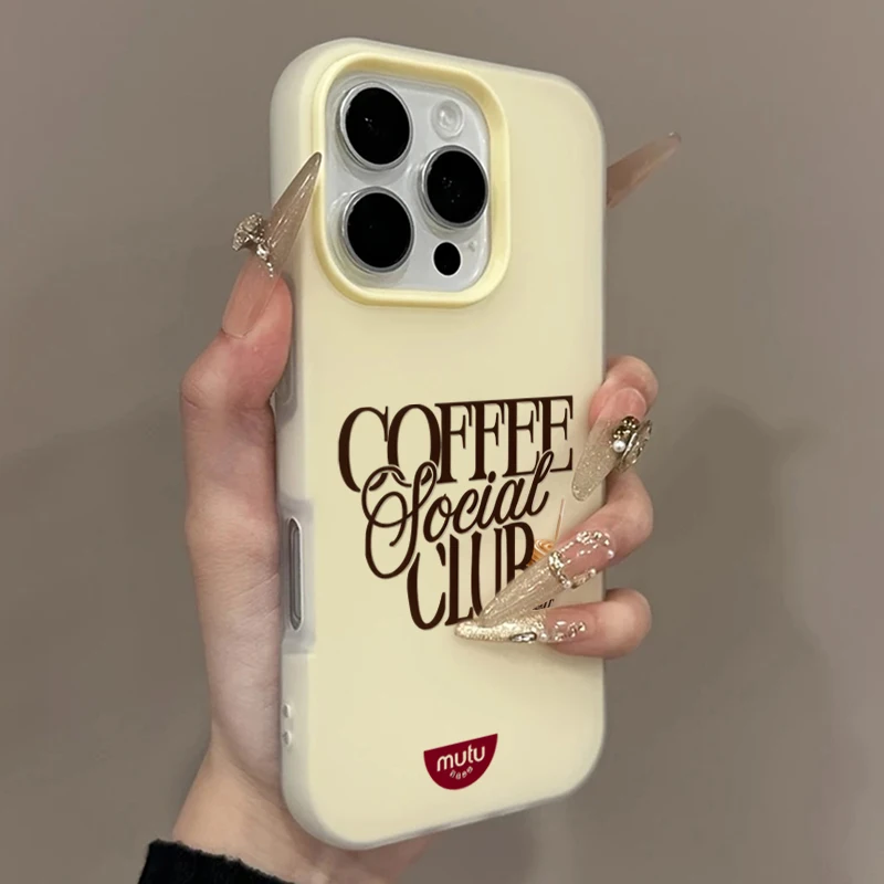 Чехол для телефона с узором Coffee Club для iPhone 17, 16, 14, 15, 13, 12, 11 Pro, Max, 7, 8 Plus, 17e, 16e, Air, XR, XS Max, цветной, 2-в-1, задняя крышка