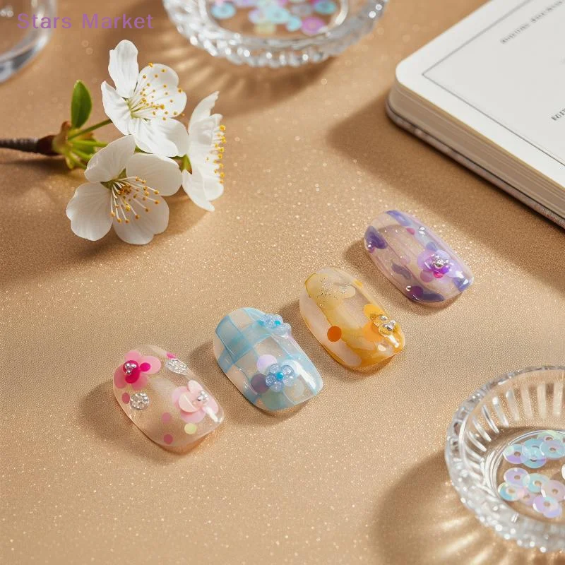 Enhance Nails with 12 Grids Mixed Circular Glitter and Flower Patterns for DIY