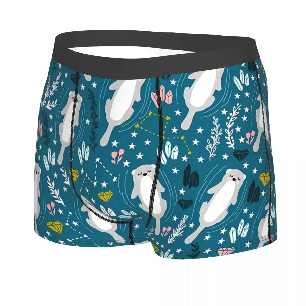 Cute Blue Man's Boxer Briefs Otter Pet Lover Breathable Funny Underpants Print Shorts Birthday Gifts