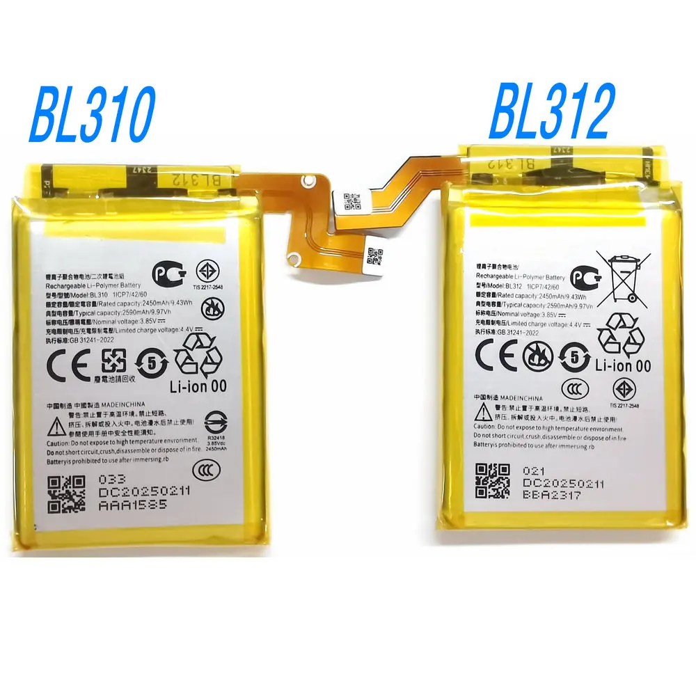 2026 Years A Pair BL310 BL312 High Capacity Battery for Lenovo Legion Pro L79031 L70081 Rescue Gaming Phone 3.85V 2450mAh*2