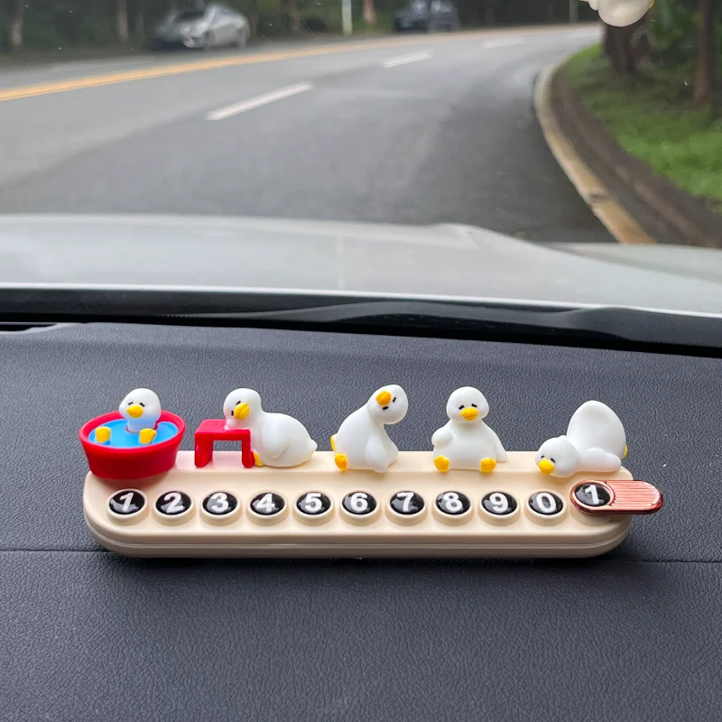 Very Tired Duck Car Temporary Parking Number Plate Can Hide The Number Of Moving License Plate Small White Duck Aroma Decoration 