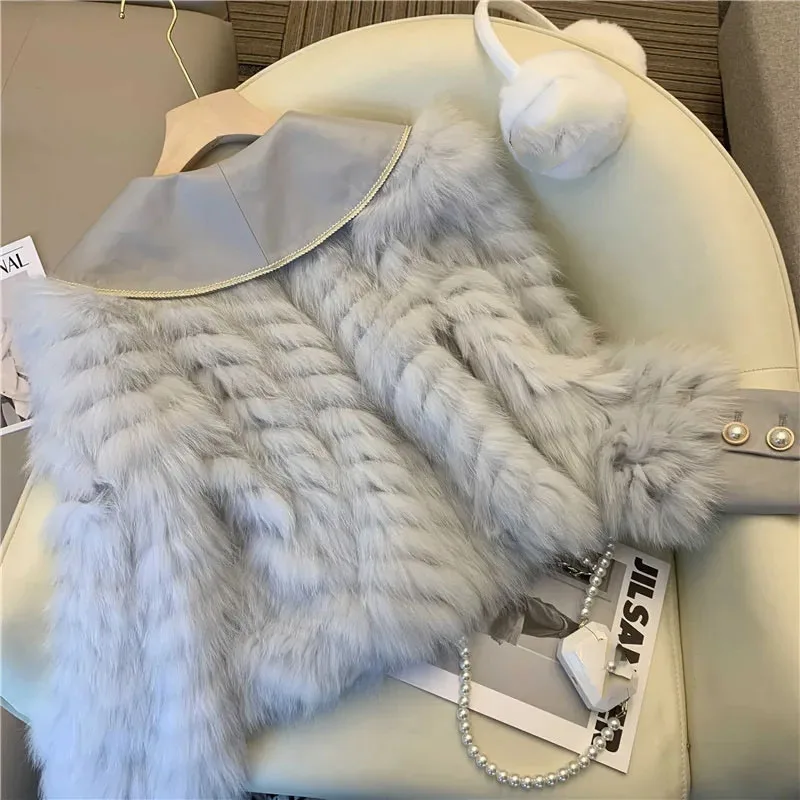 2025 moda feminina de pelúcia outwear outono inverno senhoras high-end curto pele do falso topos casaco coreano feminino mangas compridas jaqueta de pele