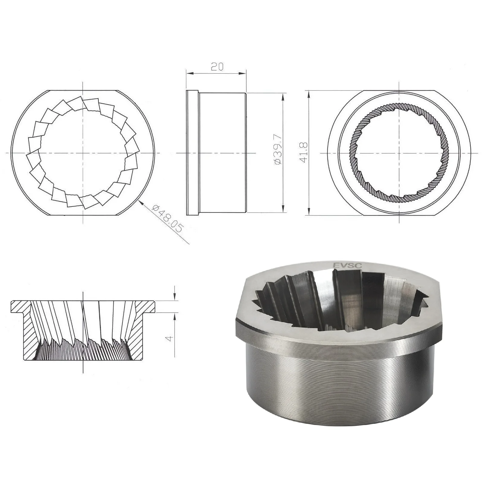 TASP Konisches Mahlwerk-Set aus Edelstahl, 48 mm, Kaffeemühle-Ersatzteile für Jura Saeco Magic Royal Strato Bosch Siemens