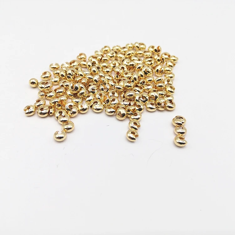 50PCS 14K gold Color Plated Crimp Covers Clasps Wrapped Cord Buckle Connectors Fit bracelet necklace For Jewelry Making